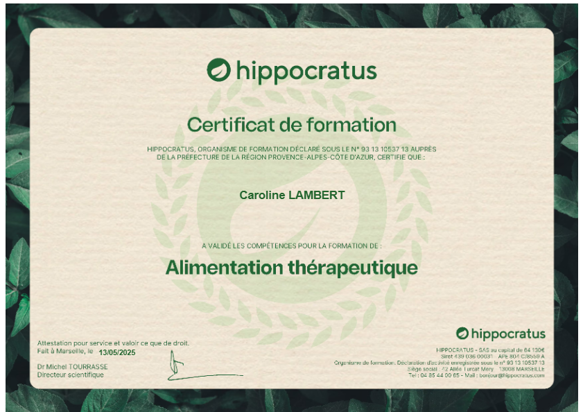 photo diplome Caroline LAMBERT