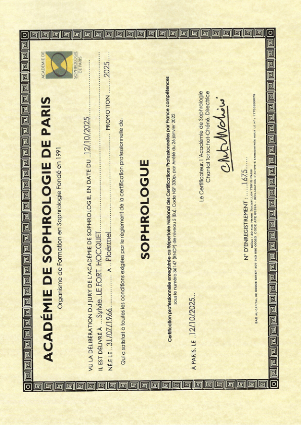 photo diplome Sylvie Lefort