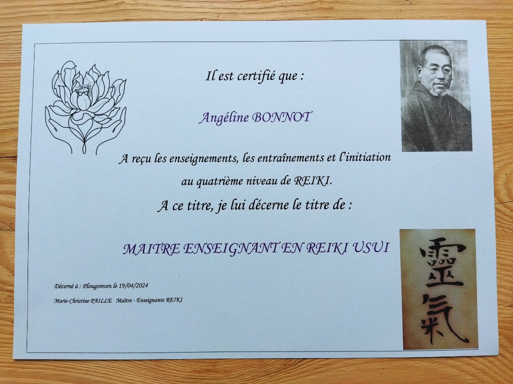 photo diplome Reiki & Nature