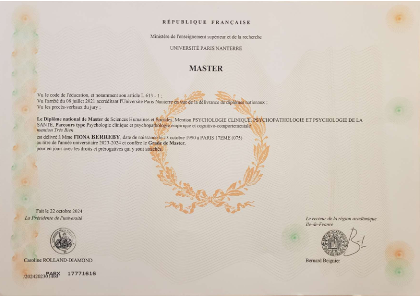 photo diplome Fiona Berreby