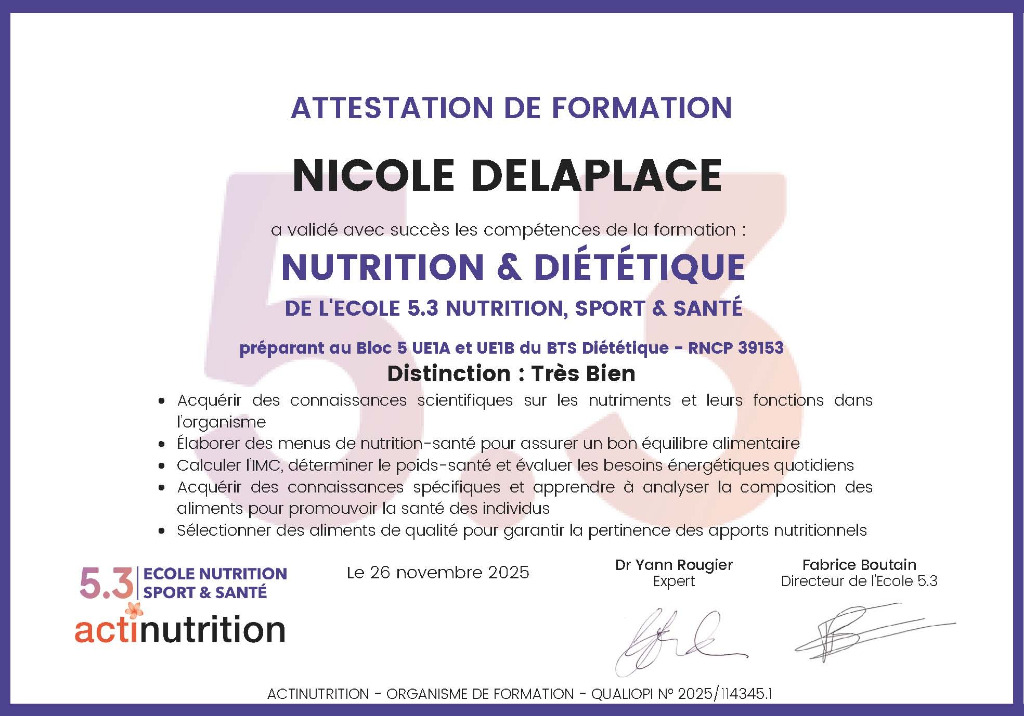 photo diplome DELAPLACE Nicole