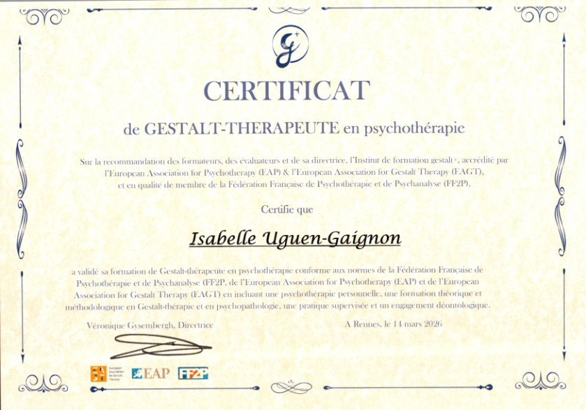 photo diplome Isabelle Uguen-Gaignon