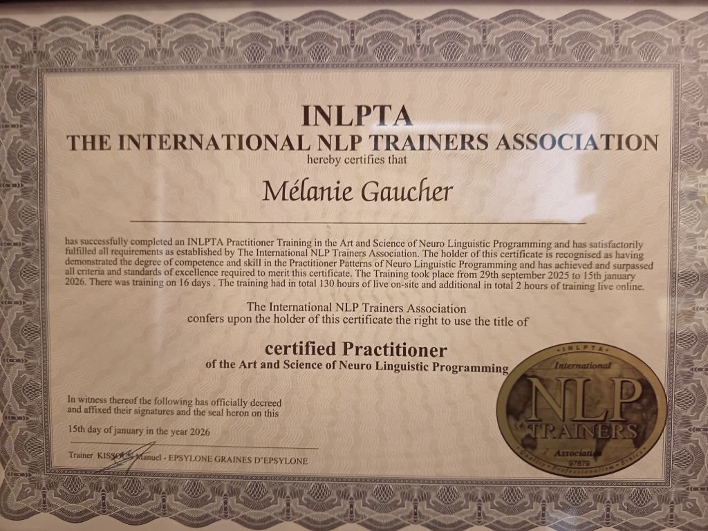 photo diplome Osmose thérapies