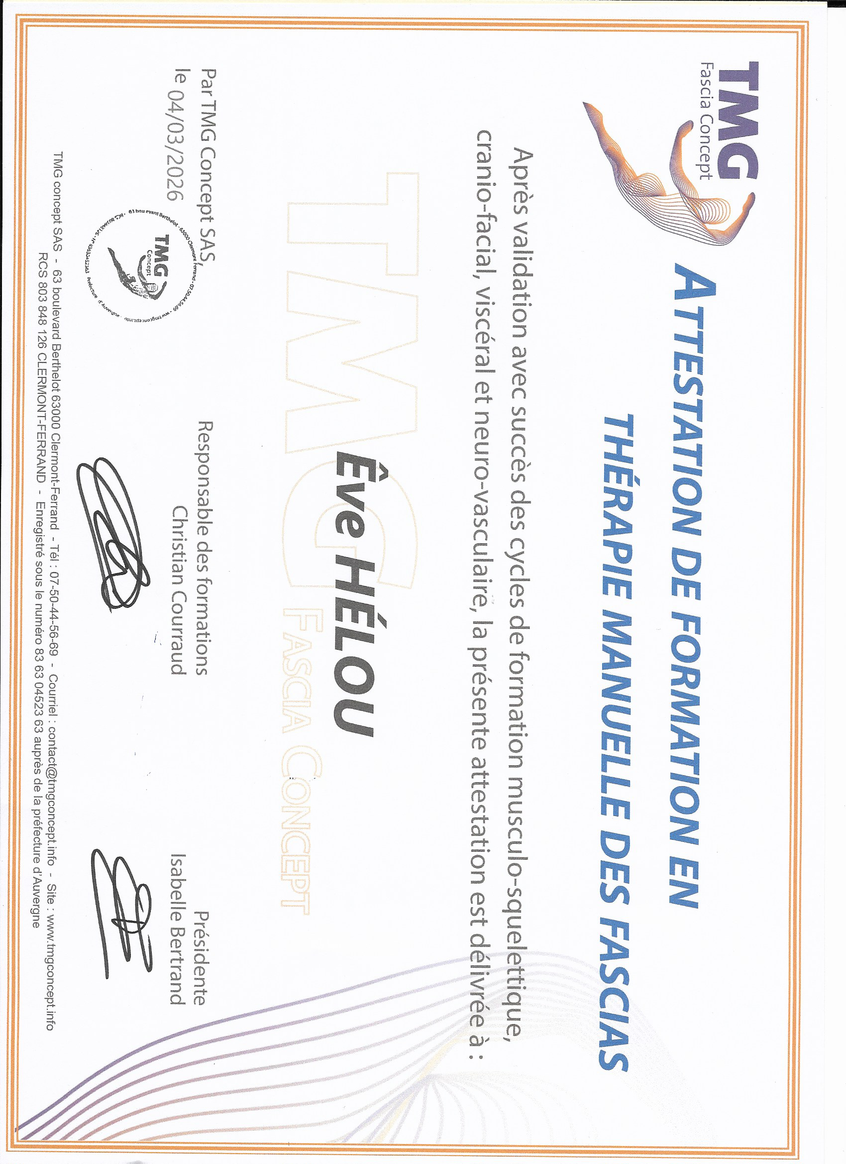 photo diplome  Eve Hélou / Fascia Chill