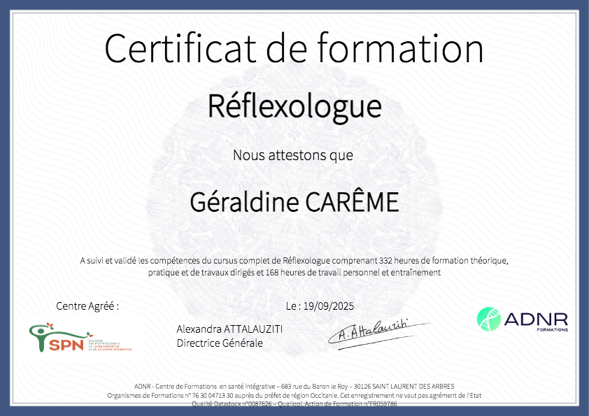 photo diplome Géraldine Carême