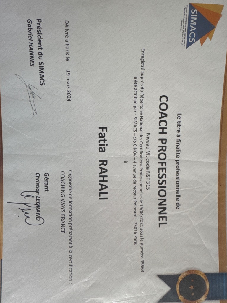 photo diplome Fatia RAHALI