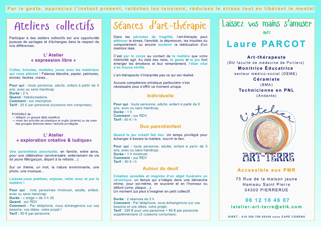 photo activite Laure PARCOT L’atelier Art-Terre
