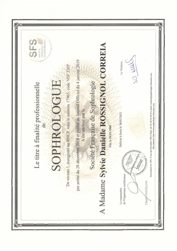 photo diplome Sylvie Rossignol