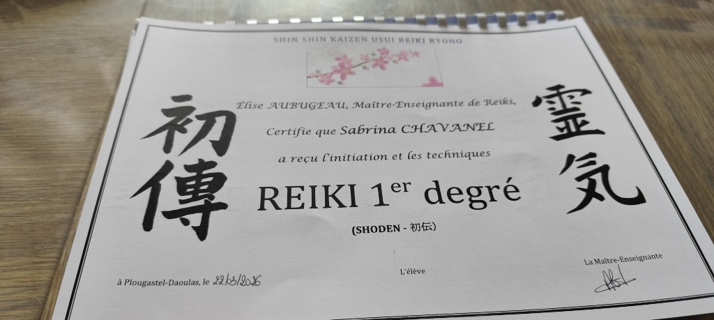 photo diplome Le bien être de sabrina