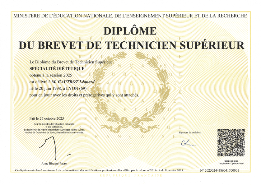 photo diplome Léonard Gautrot