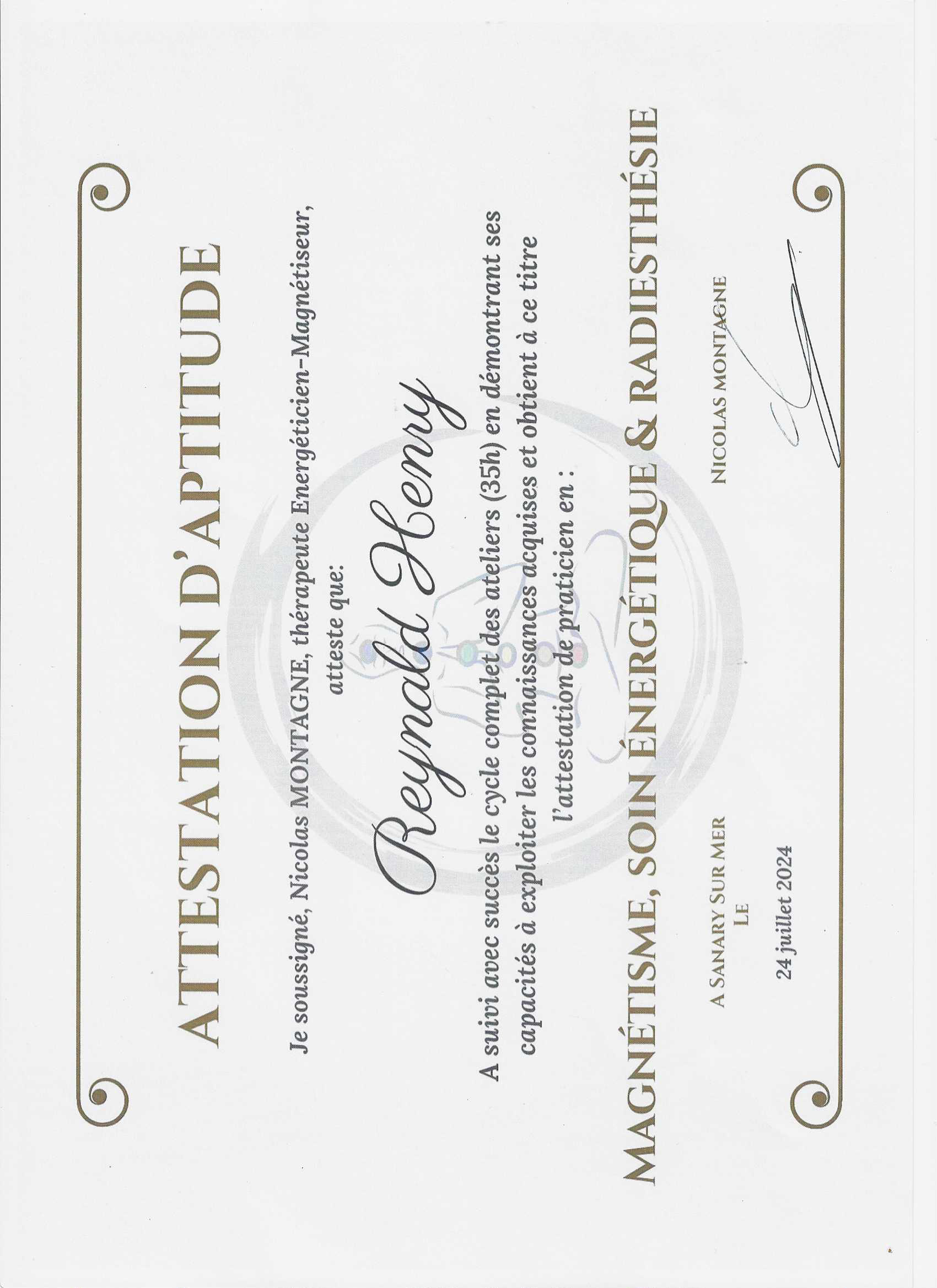 photo diplome Reynald HENRY