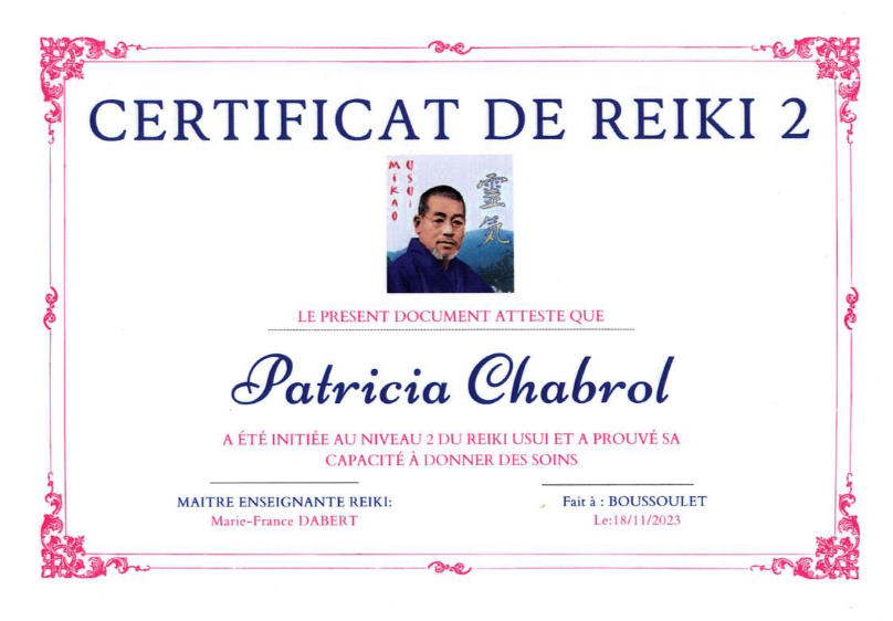 photo diplome Patricia Chabrol Pat&Com