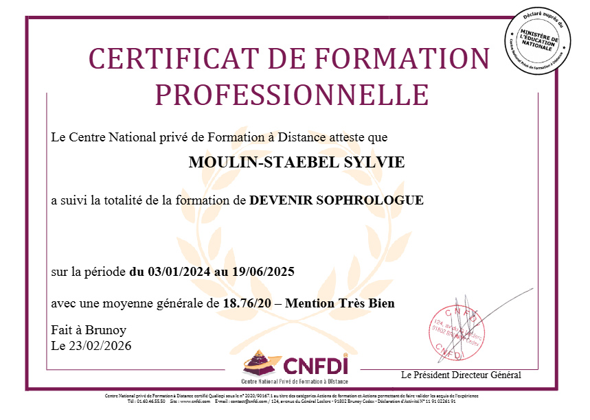 photo diplome Sylvie MOULIN - STAEBEL