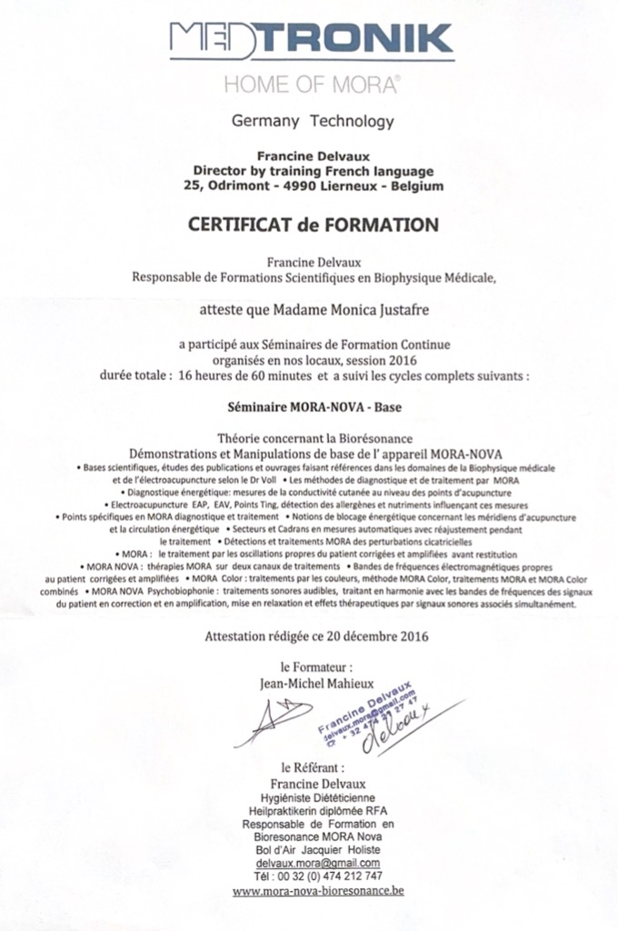 photo diplome JM Coaching en hygiène de vie, Morathérapie