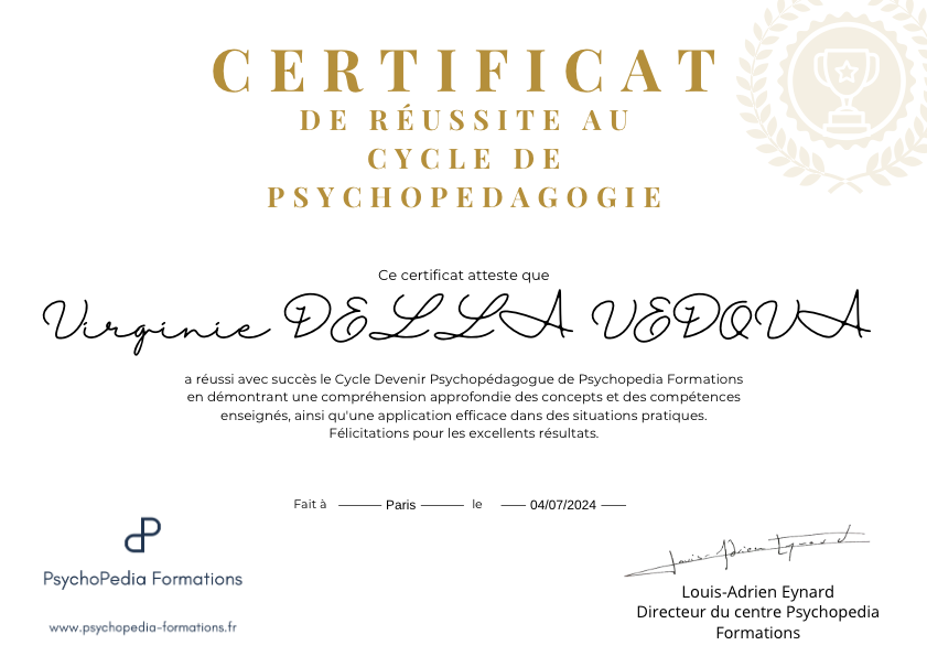 photo diplome Virginie DELLA VEDOVA 