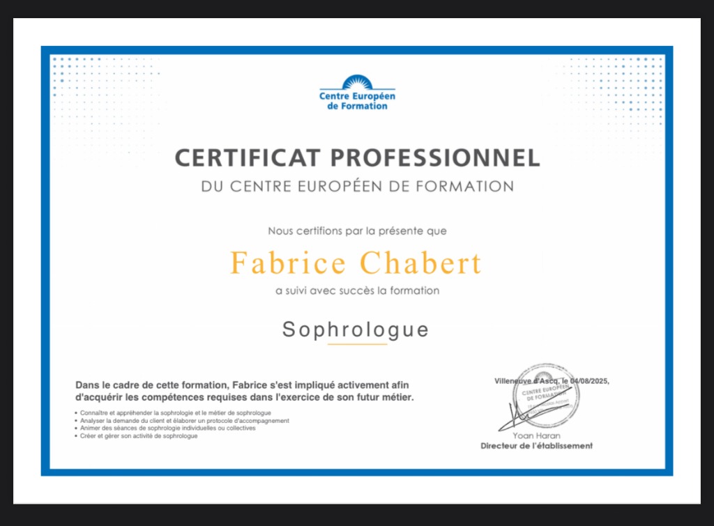 photo diplome Fabrice chabert