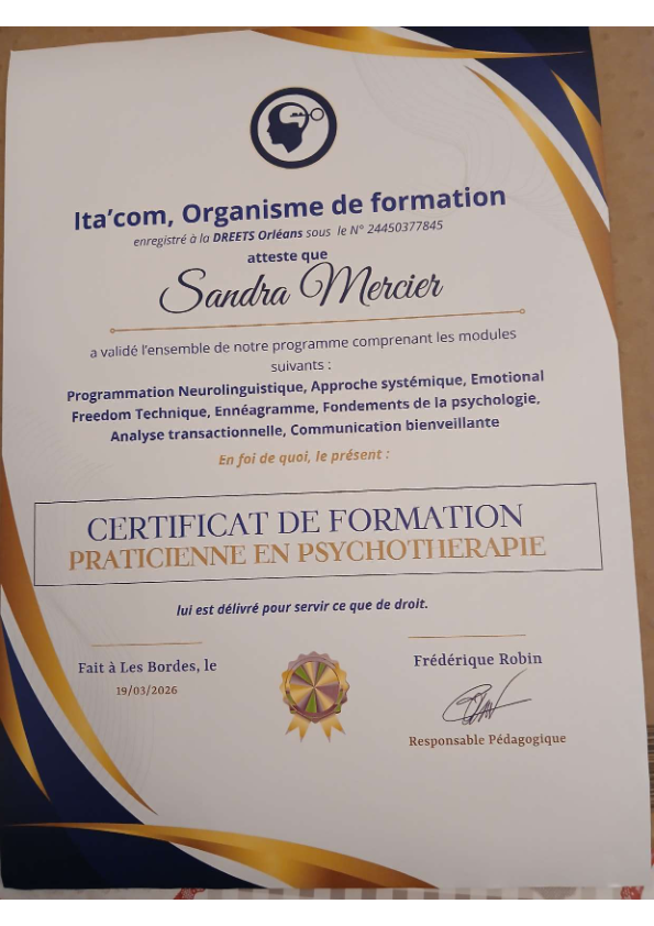 photo diplome Sandra MERCIER