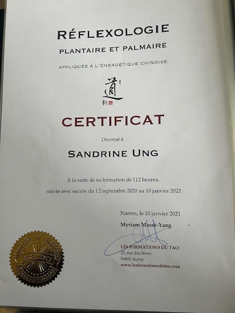 photo diplome Sung Réflexologie