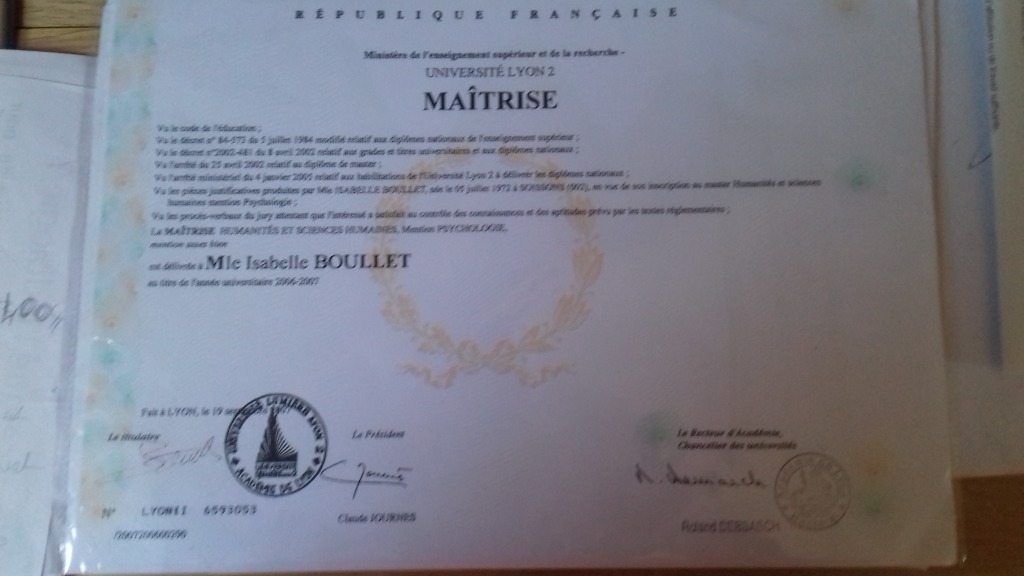 photo diplome Isabelle Boullet