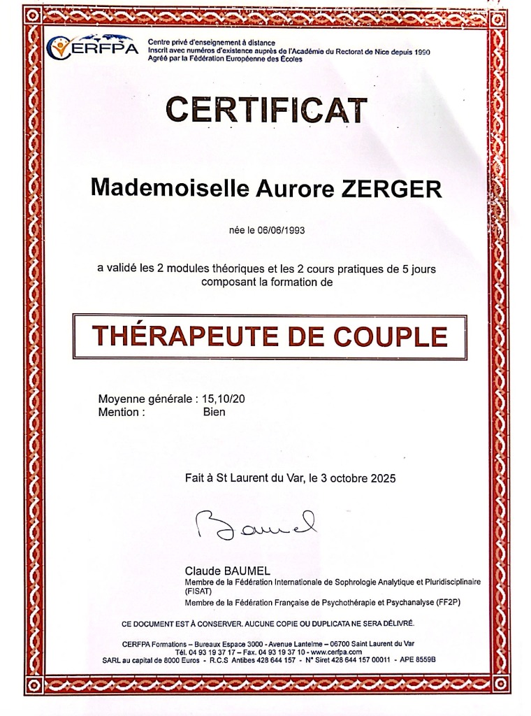 photo diplome OPOP THERAPIE