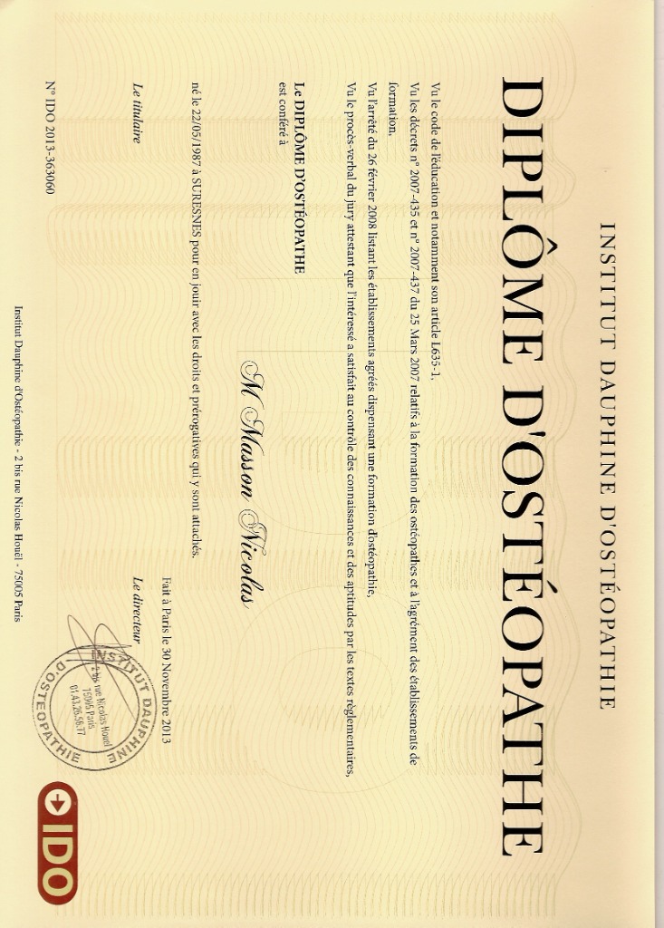 photo diplome Nicolas masson