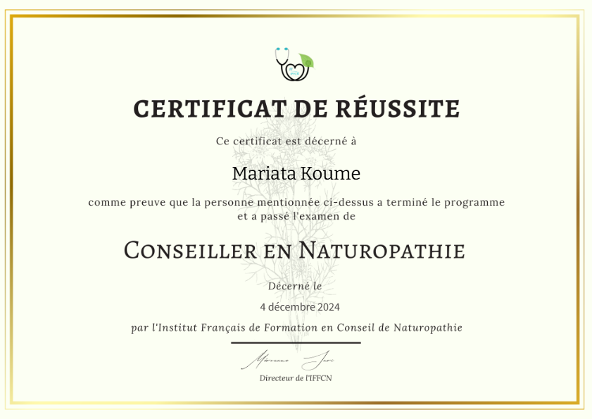 photo diplome Naturosafely 