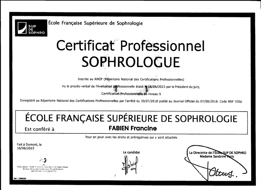 photo diplome Francine FABIEN