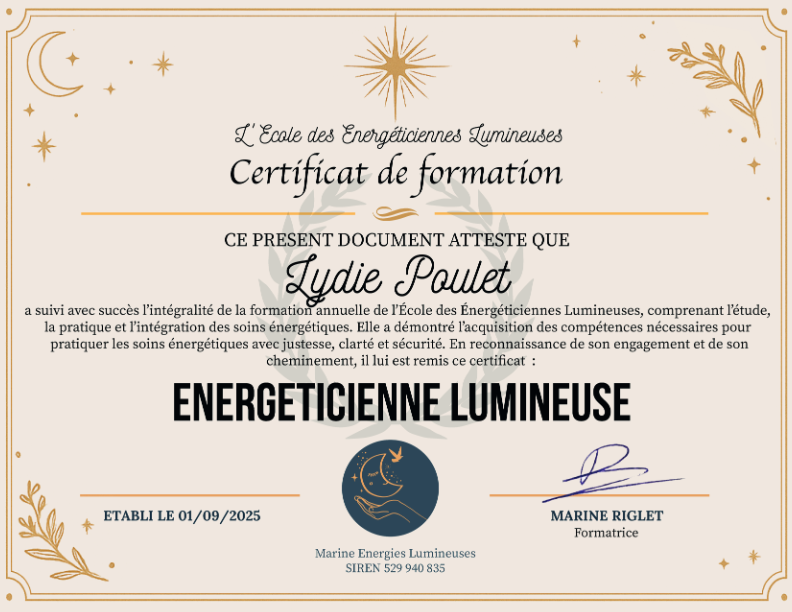photo diplome Lydie Poulet