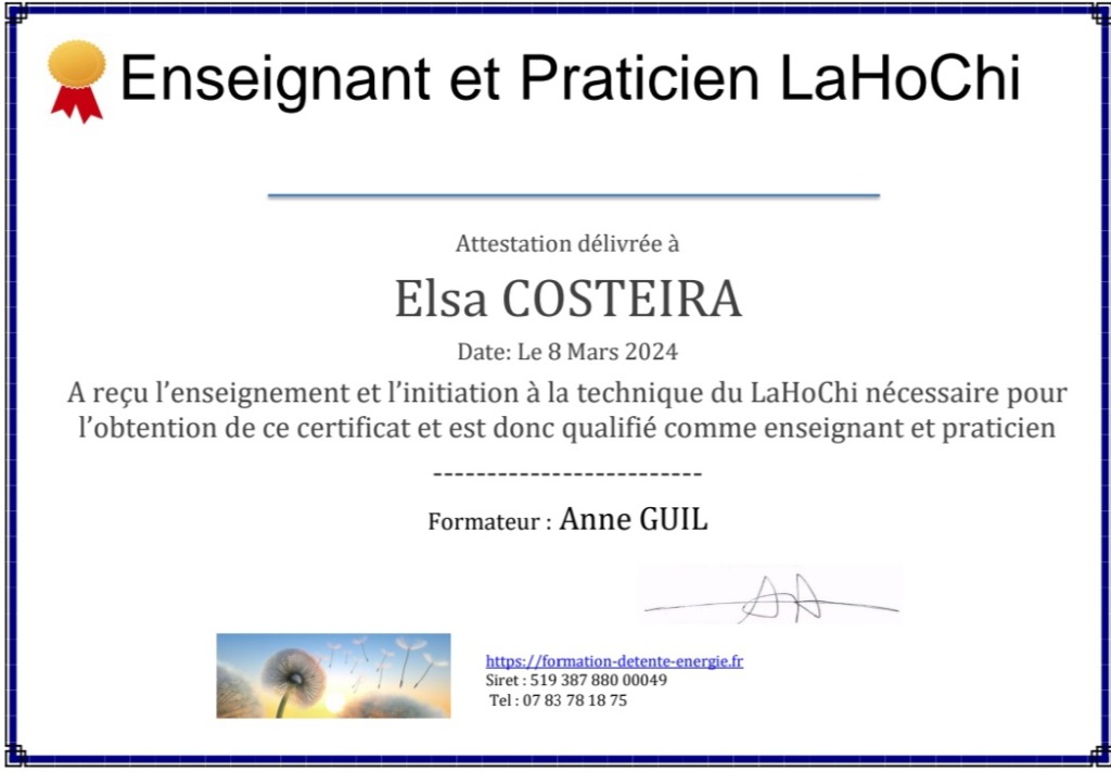 photo diplome Els’apaisement