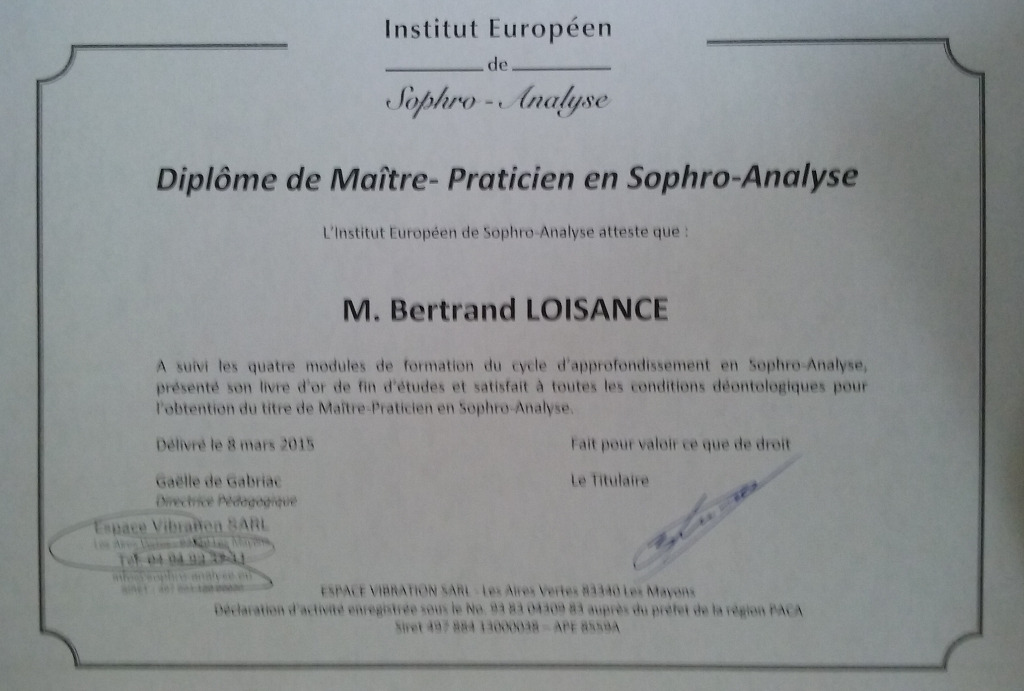 photo diplome Bertrand Loisance