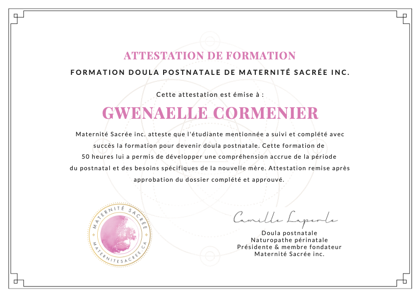 photo diplome Gwenaelle Cormenier