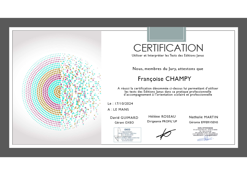 photo diplome Françoise CHAMPY