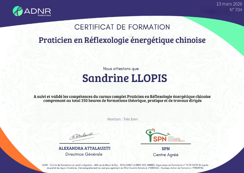 photo diplome Sandrine LLOPIS VIGNAL
