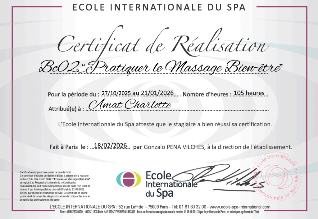 photo diplome L’empreinte de Cha