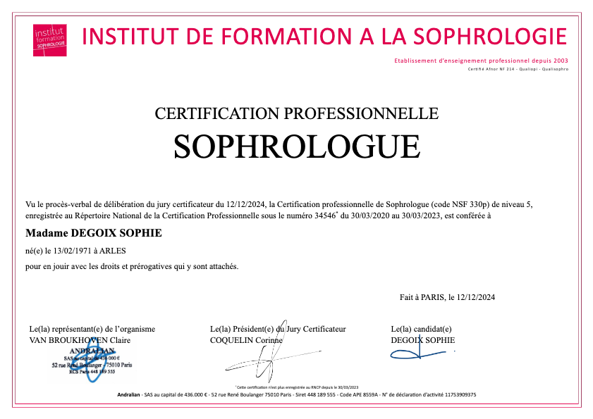 photo diplome Sophie Degoix