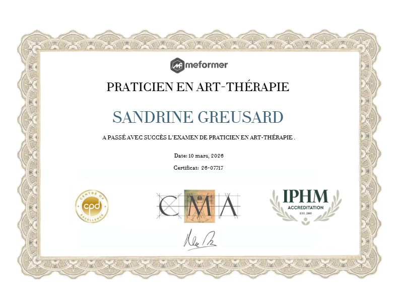 photo diplome Sandrine Greusard - Papier Ciseaux Et Cie