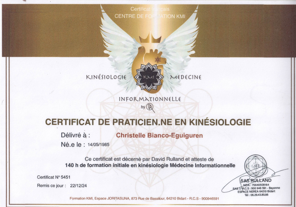 photo diplome Christelle BIANCO EGUIGUREN