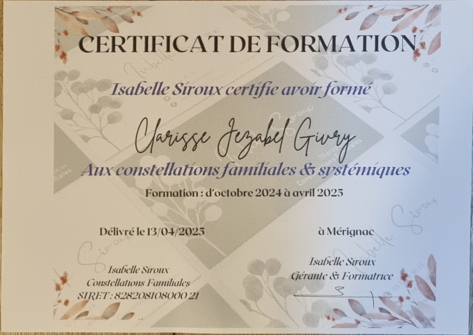 photo diplome Clarisse Jézabel GIVRY