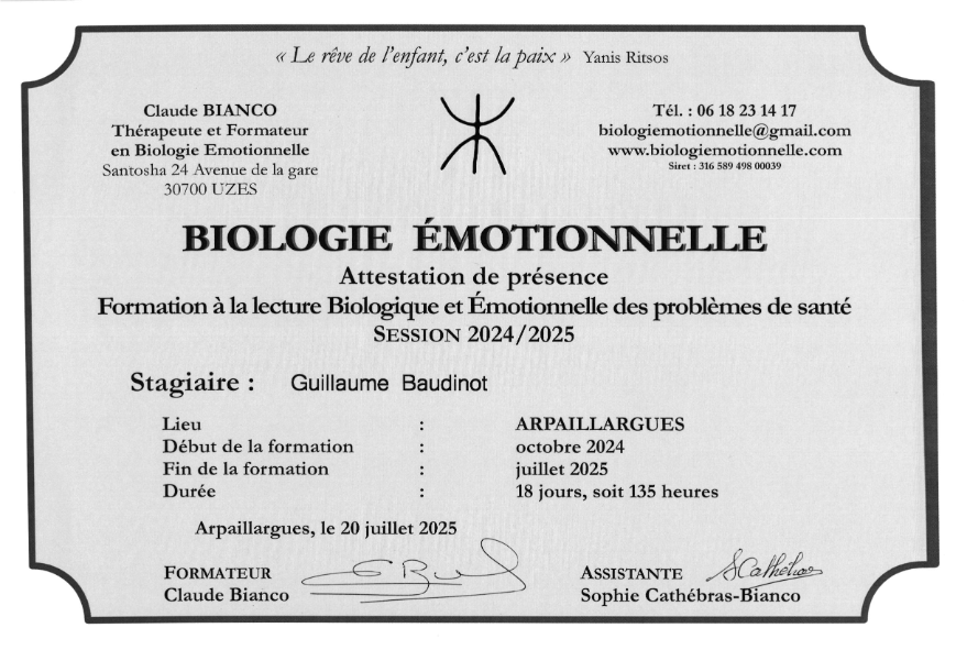 photo diplome Guillaume Baudinot