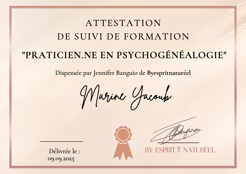 photo diplome Marine Y. Psychogénéalogie
