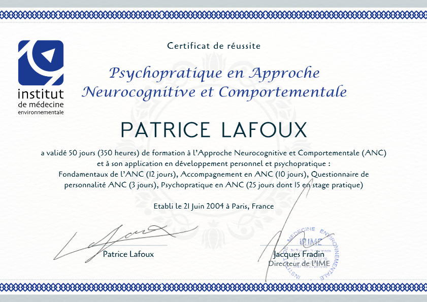 photo diplome Patrice Lafoux