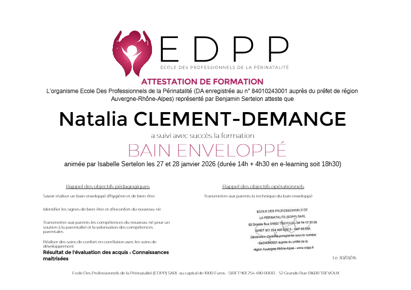 photo diplome Natalia CLÉMENT-DEMANGE