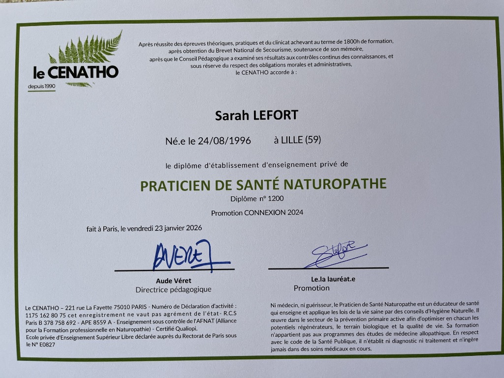 photo diplome Sarah Lefort