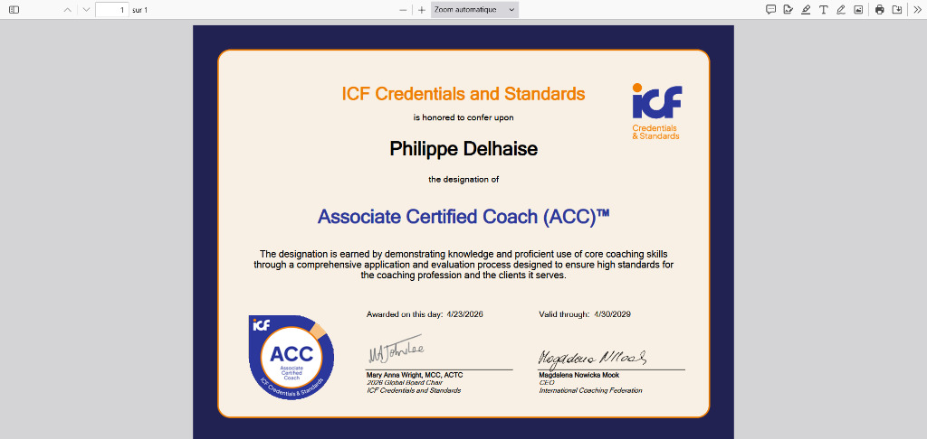 photo diplome Trait d’Union Coaching