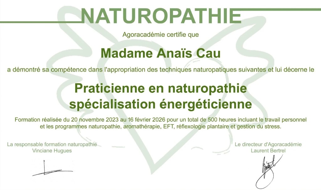photo diplome ACAU NATURO
