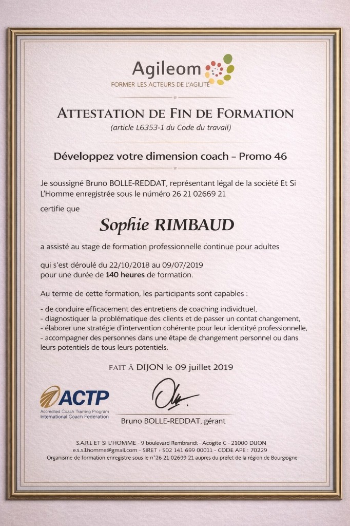 photo diplome Sophie RIMBAUD - Atelier InnoMundo
