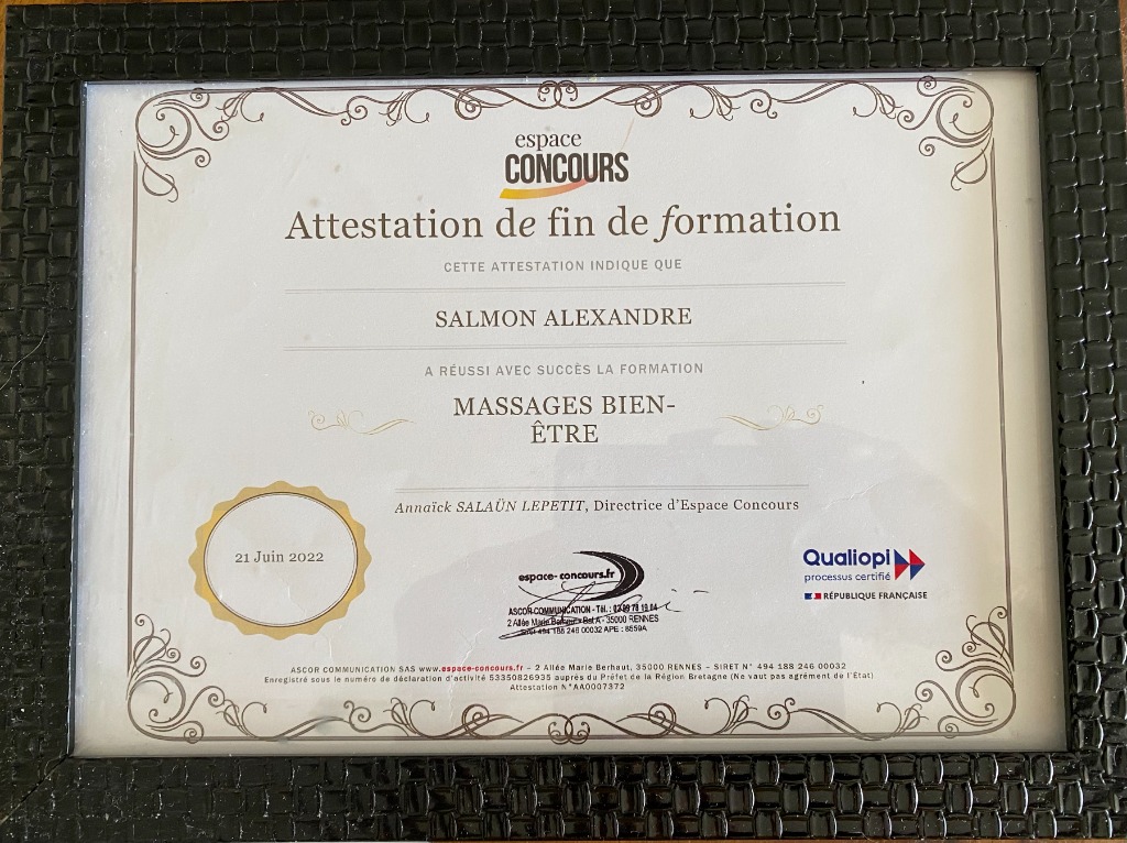 photo diplome Polynésie massage