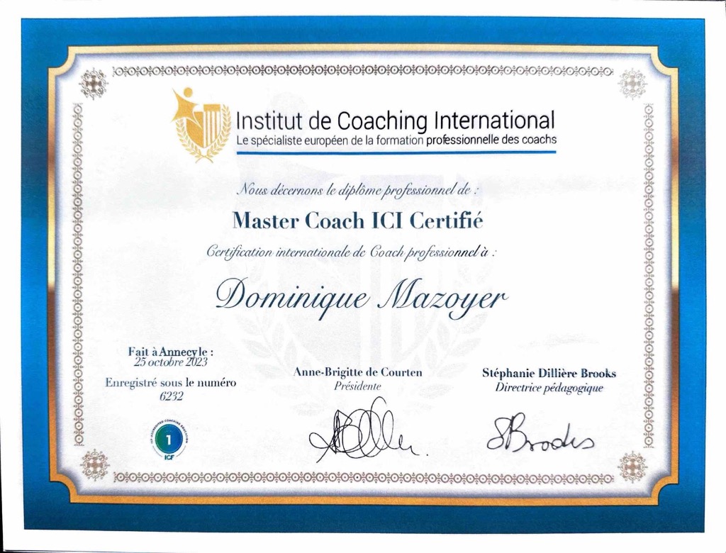 photo diplome Dominique coaching