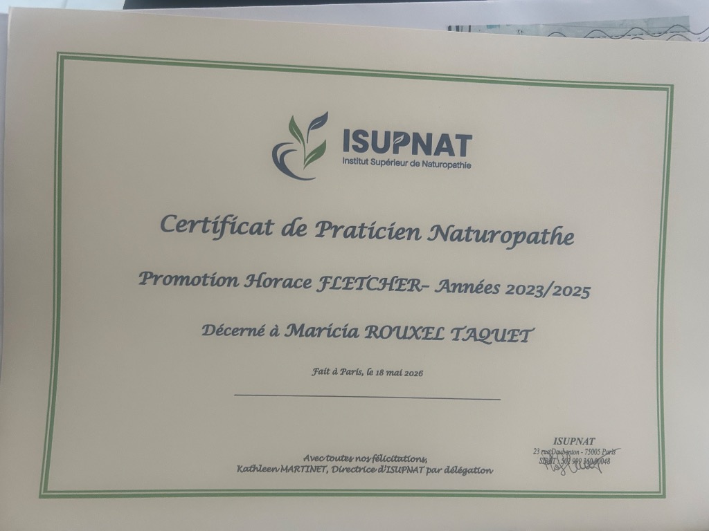 photo diplome Maricia Rouxel Naturosmose