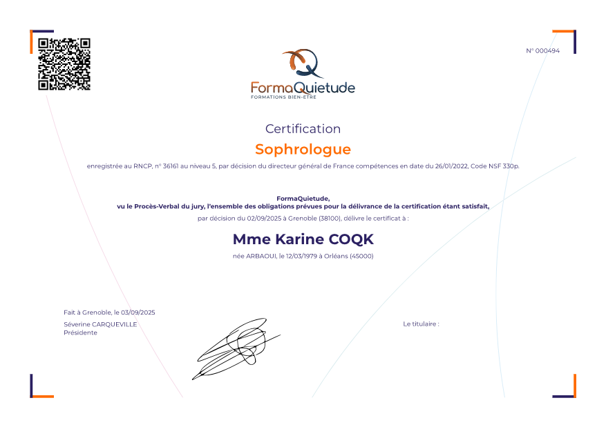 photo diplome KARINE COQK